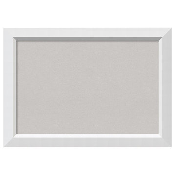 Framed Gray Cork Board, Blanco White, Outer Size 28x20