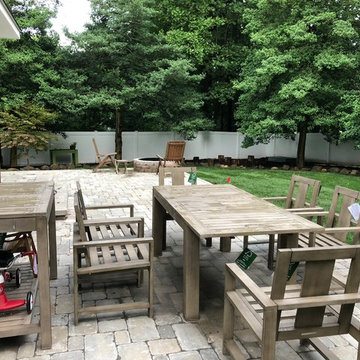 Unilock Brussels Patio, Steps & Landing ft. Unilock Sunset Round Firepit Install