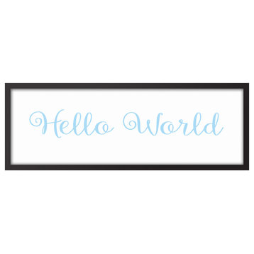 Hello World 12"x36" Black Framed Canvas, Blue
