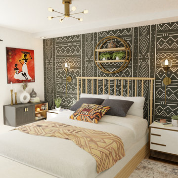 African Inspired Eclectic Bedroom