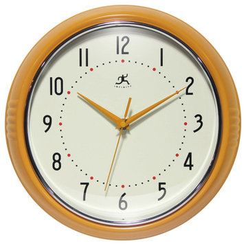 12 Inch Round Retro Wall Clock, Saffron