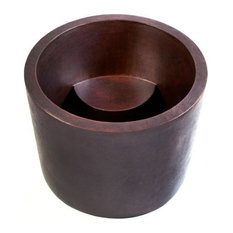 Round Copper Japanese Soaking Tub, Dark Smoke