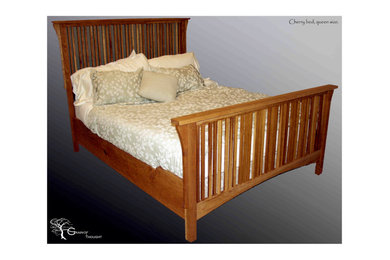 Arts & Crafts Style Cherry Wood Bed