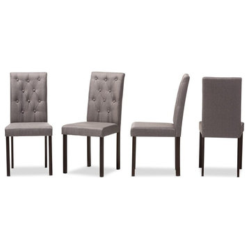 Gardner Dark Brown Finished Fabric Upholstered Dining Chair, Set of 4, Gray