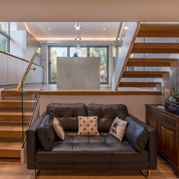 Split level kitchen living and dining extensions