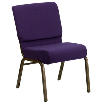 HERCULES 21''W Stacking Church Chair, Royal Purple Fabric, Gold Vein Frame