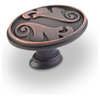 1 9/16" Oval Knobs, Dark Antique Copper Machined