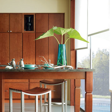 Contemporary Kitchen with Cherry Cabinets
