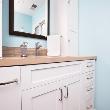 Refreshing Blue & White Master Bathroom Remodel in Torrance, CA.