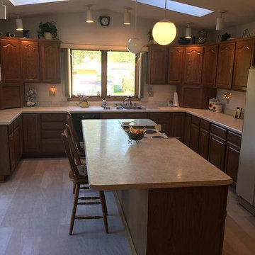 Kitchen Transformation Done with New Laminate Countertop and Flooring