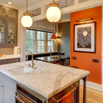 Statuary Vein Marble Kitchen with custom edge