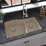 Karran USA - Karran Undermount Quartz 32" 60/40 Double Bowl Kitchen Sink, Bisque - Karran double bowl 60/40 with its extra spacious large bowl and convenient small bowl, this design is both functional yet stylish with its curved lowered bowl divider. The QU-630 is manufactured from an extremely durable quartz composite material that will provide years of trouble-free use. This easy to install undermount  design is available in 6 elegant color choices to compliment any decor. Let the QU-630 double bowl quartz kitchen sink help you ease those daily tasks.