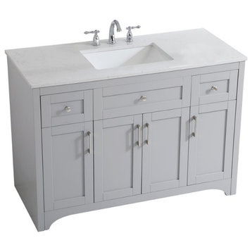 Elegant Decor Moore 48" Single Quartz Top Bathroom Vanity in Gray