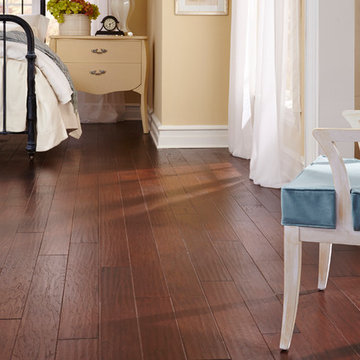 Traditional, Warm Bedroom - Tradition Dark Leather, Engineered Hickory Hardwood