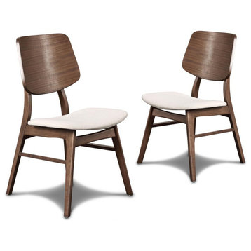 Furniture Oscar Solid Wood Dining Chair in Walnut (Set of 2)