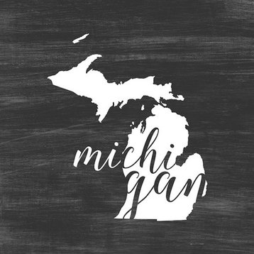"Home State Typography - Michigan" Outdoor Pillow 16"x16"