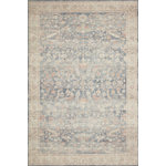 Loloi II - Loloi II Printed Hathaway Denim/Multi Area Rug, 7'6"x9'6" - Capturing the aged patina of a well-loved, well-worn antique rug, our printed Hathaway is an artful and attractive value. Crafted in China of 100% polyester, Hathaway's subtle palette of faded denim, ivory and powdery pale blush have an ethereal quality that belies its touch nature.