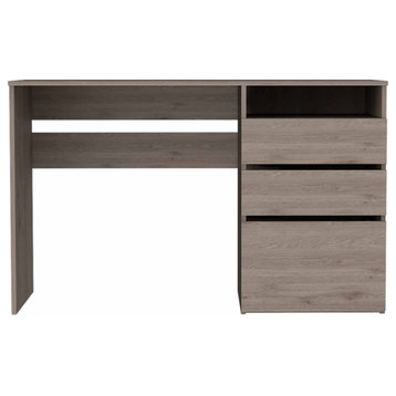 Louisiana Writing Computer Desk with Open Shelf and 3 Drawers, Light Gray