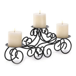 Wrought Iron Triple Scroll Style Candle Holder Stand - Candleholders