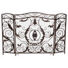 GDF Studio Mariella Floral Iron Fireplace Screen, Gold Finish