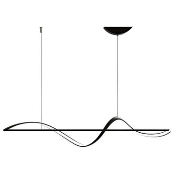 MIRODEMI® Carros Minimalistic Wave Design Chandelier for Dining Room, Black, L47.2"