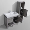 Levi Modern Bathroom Vanity With Cubby Hole, High Gloss Ash Gray, 32"