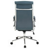 High Back Manager's Office Chair With Dillon Blue Fabric and Chrome Base
