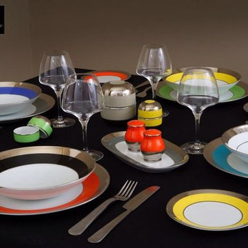 Bright colors , contemporary shapes