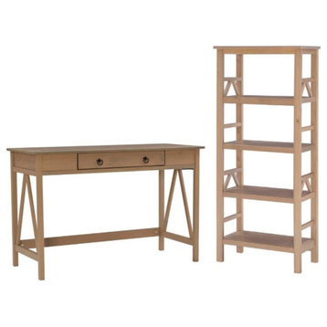 Home Square 2-Piece Set with One Drawer Desk and Four Shelf Bookcase