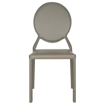 Racey 37''h Round Back Leather Side Chair Grey