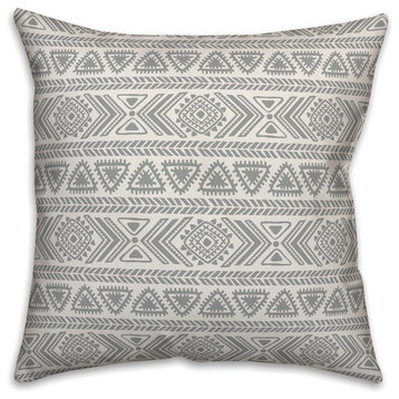 Grey Tribal Pattern 18x18 Throw Pillow