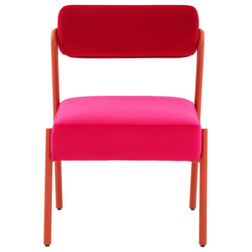 Jolene Velvet Accent Chair, Pink Velvet