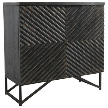 Ebony Geometric Wood Cabinet