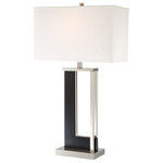 Lite Source - Lite Source Theoris Table Lamp - TABLE LAMP W/LED NIGHT, DARK WALNUT/WHT FABRIC, A 100W&LED 3W
