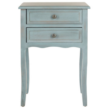 Edy End Table With Storage Drawers, Barn Blue