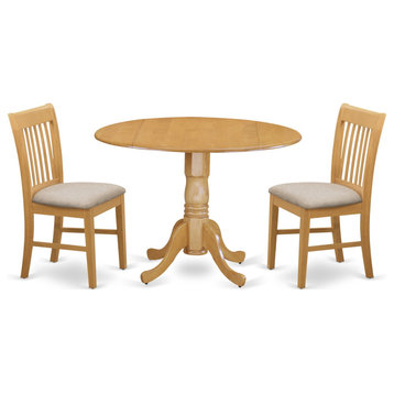 Dlno3-Oak-C 3-Piece Kitchen Nook Dining Set-Small Table and 2 Dinette Chairs