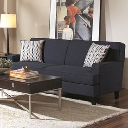 Finley Contemporary Styled Sofa in Blue Linen Upholstery - Sofas