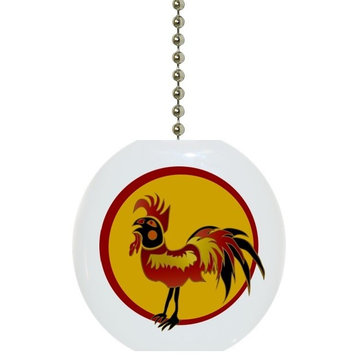 Rooster Red Frame Ceiling Fan Pull