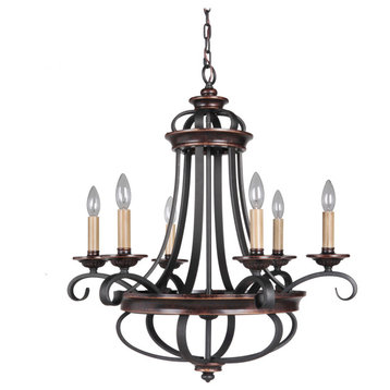 Craftmade 38726 Stafford 6 Light Candle Style Chandelier - 26 - Aged Bronze /