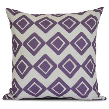 Purple Diamond Jive 1, Geometric Print Pillow, 16"x16"