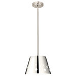 Z-Lite - Katie One Light Chandelier, Polished Nickel - The festive design of the Katie one-light mini-pendant offers inspiring attitude to dress up a casual space. Crafted of lustrous polished nickel finish iron this delightful fixture features a sleek conical shade with cutout holes that let light shine through. Punctuate a favorite dining space kitchen or nook with this pendant that offers adjustable hanging lengths and may be mounted on a sloped ceiling.