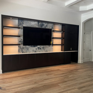 Great Room Built In Wall Unit with Hidden Wet Bar