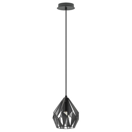 Carlton 3, 1-Light Geometric Pendant, Black, Silver Finish