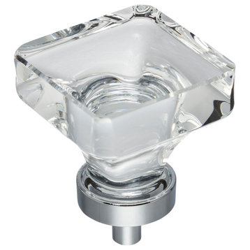 Jeffrey Alexander G140L Harlow 1-3/8 Inch Glam Square Glass - Polished Chrome