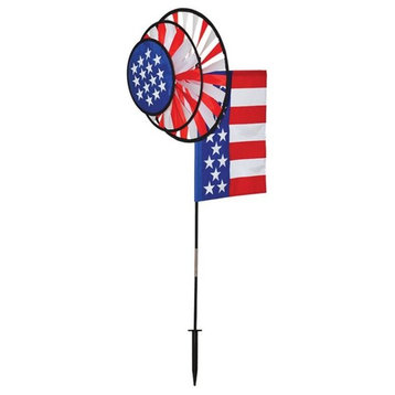 USA Flag Dual Wheel Spinner with Garden Flag