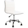 Filipe Low-Back Armless Office Chair, White and Chrome