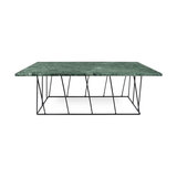 Helix Rectangular Coffee Table, Green Marble/Black Steel