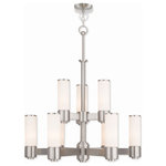 Livex Lighting - Livex Lighting 52109-91 Weston - Nine Light 2-Tier Chandelier - This stunning design features a polished nickel fiWeston Nine Light 2- Brushed Nickel Satin *UL Approved: YES Energy Star Qualified: n/a ADA Certified: n/a  *Number of Lights: Lamp: 9-*Wattage:60w Candelabra Base bulb(s) *Bulb Included:No *Bulb Type:Candelabra Base *Finish Type:Brushed Nickel