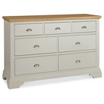 Bentley Designs - Hampstead Soft Grey and Pale Oak Furniture 3-Over 4 Chest of Drawers - Hampstead Soft Grey & Pale Oak 3 over 4 Chest of Drawers offers elegance and practicality for any home. Soft-grey paint finish contrasts beautifully with warm American Oak veneer tops, guaranteed to make a beautiful addition to any home.