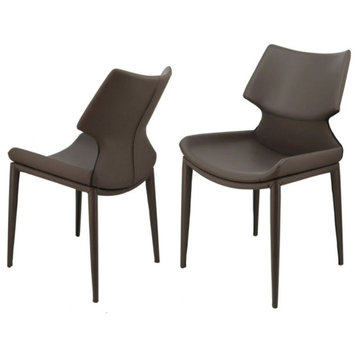 Saria Contemporary Gray Eco-Leather Dining Chair, Set of 2
